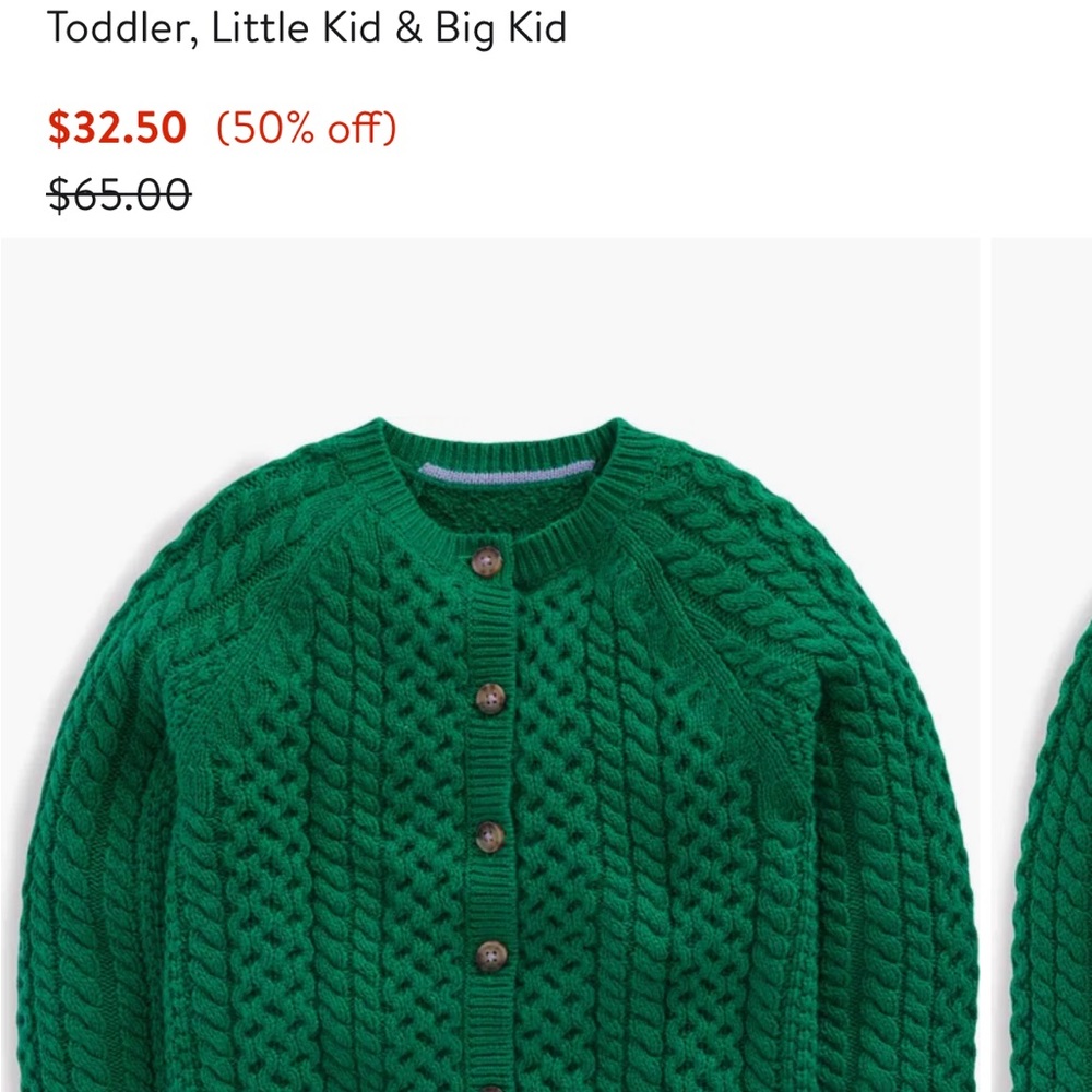 Mini Boden girls  Cable-Knit Button Cardigan in jewel green. - Picture 4 of 7